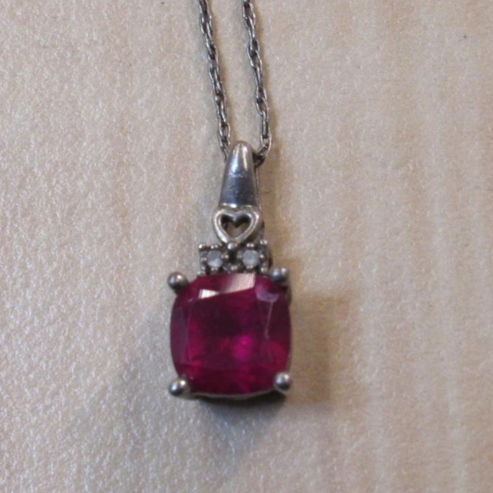 925 sterling silver pendant necklace red stone